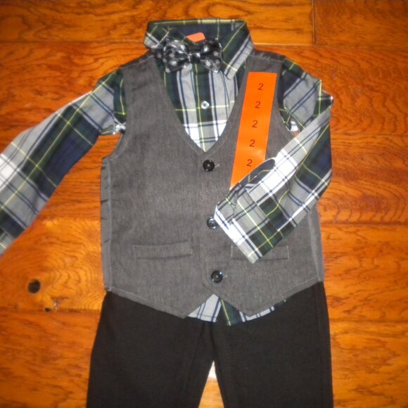 Andy & Evan Boys Toddler size 2 Gray Green 4 Piece Suit Set NWT - Picture 3 of 4